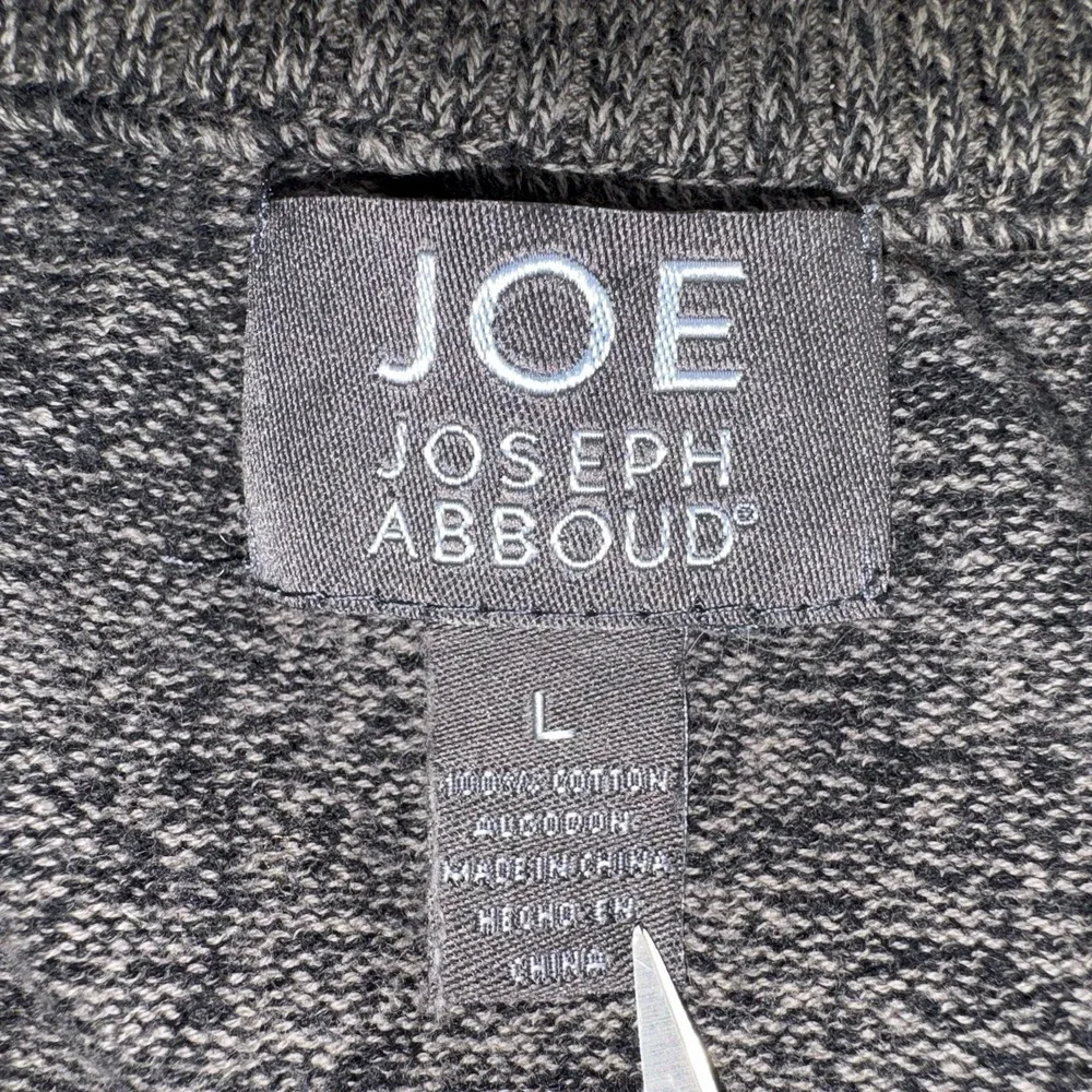 Joseph Abboud Sweater Mens Large Gray Argyle 1/4 Zip Cotton Pullover
